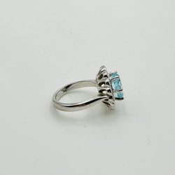 Marguerite Ring in White gold, Aquamarine and Diamonds