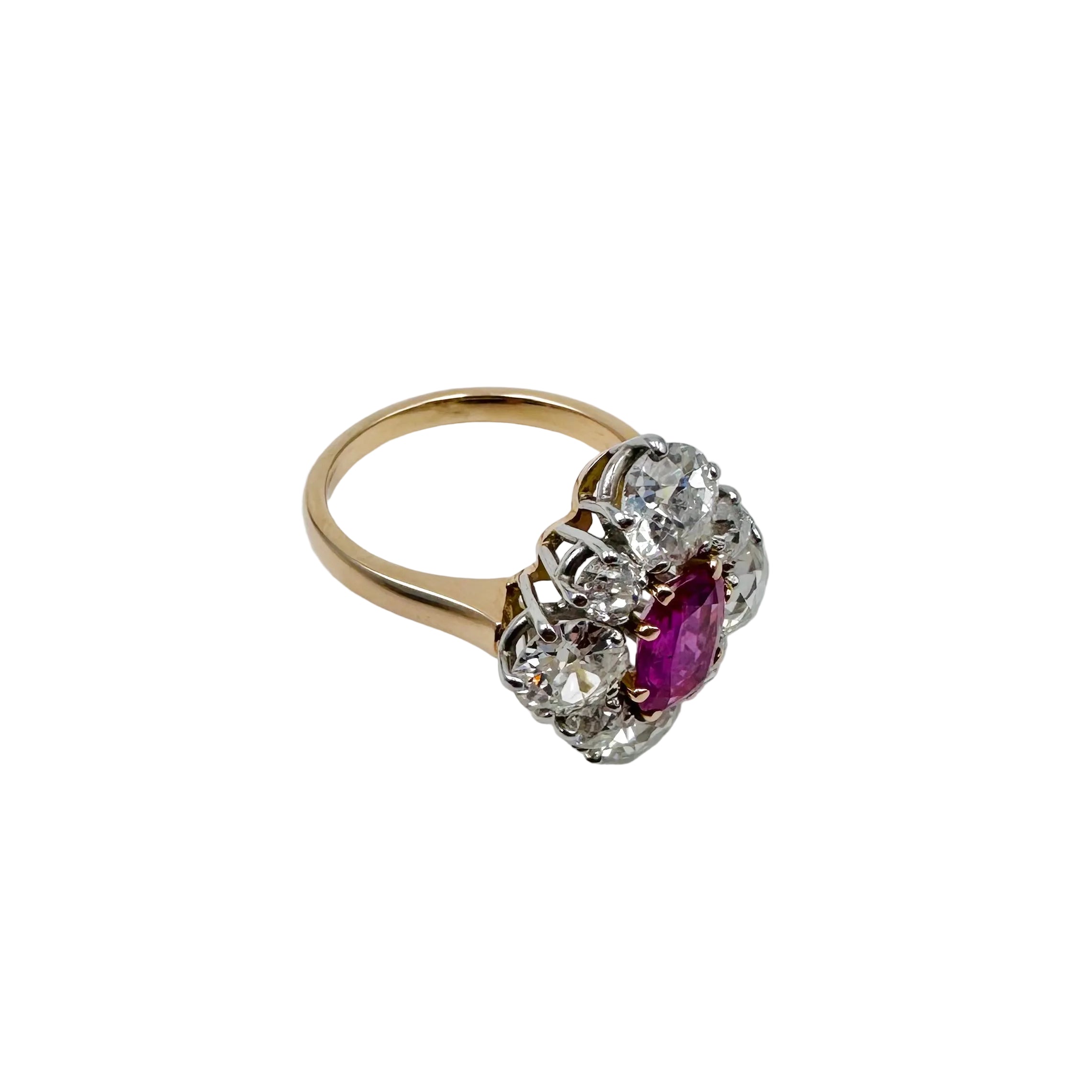 Marquise Ring in Yellow gold and Pink sapphire