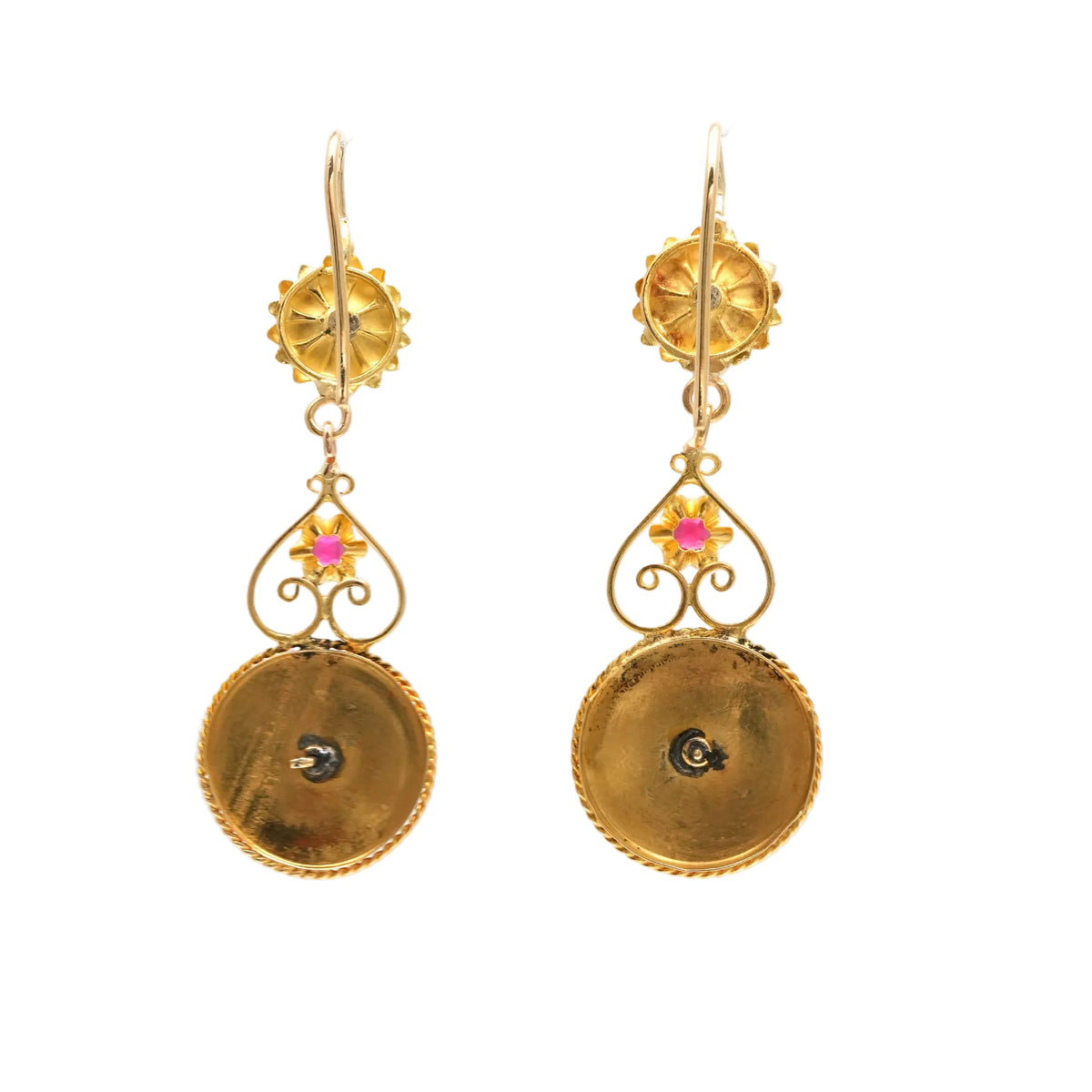 Yellow Gold and Ruby Drop Earrings