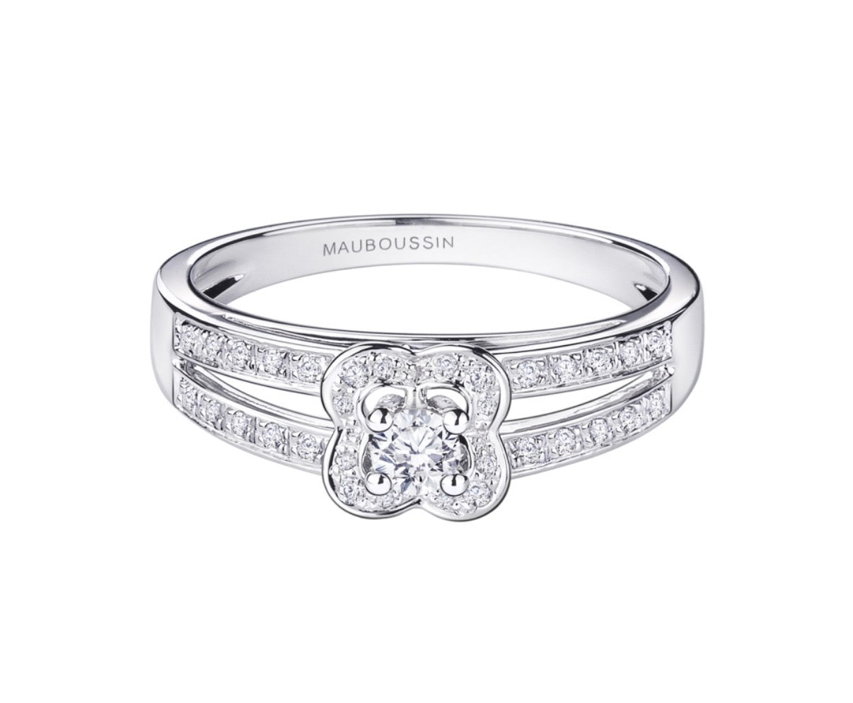 Bague Solitaire MAUBOUSSIN en or blanc et diamants