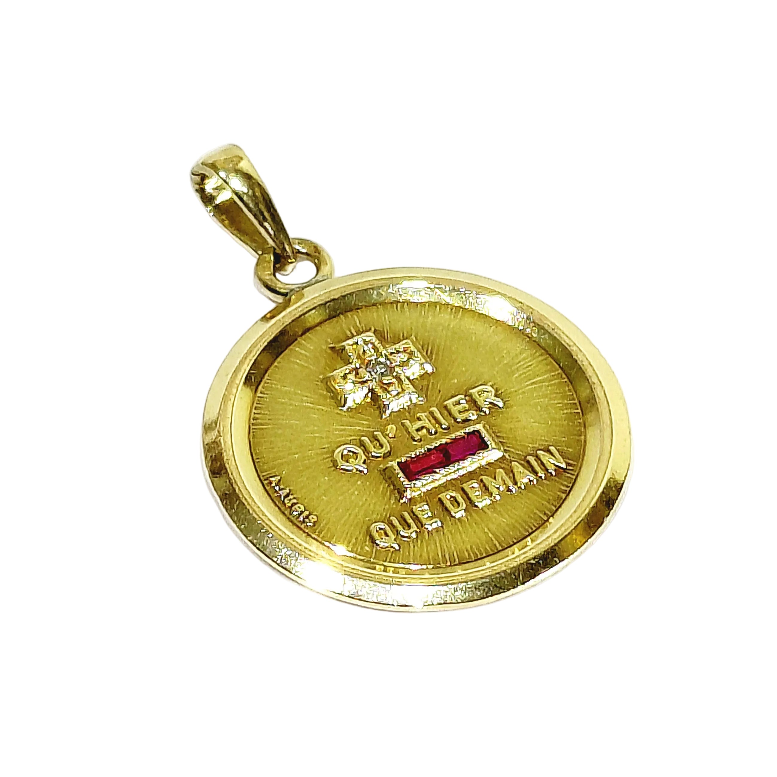 AUGIS Medal in yellow gold, rubies, and diamonds