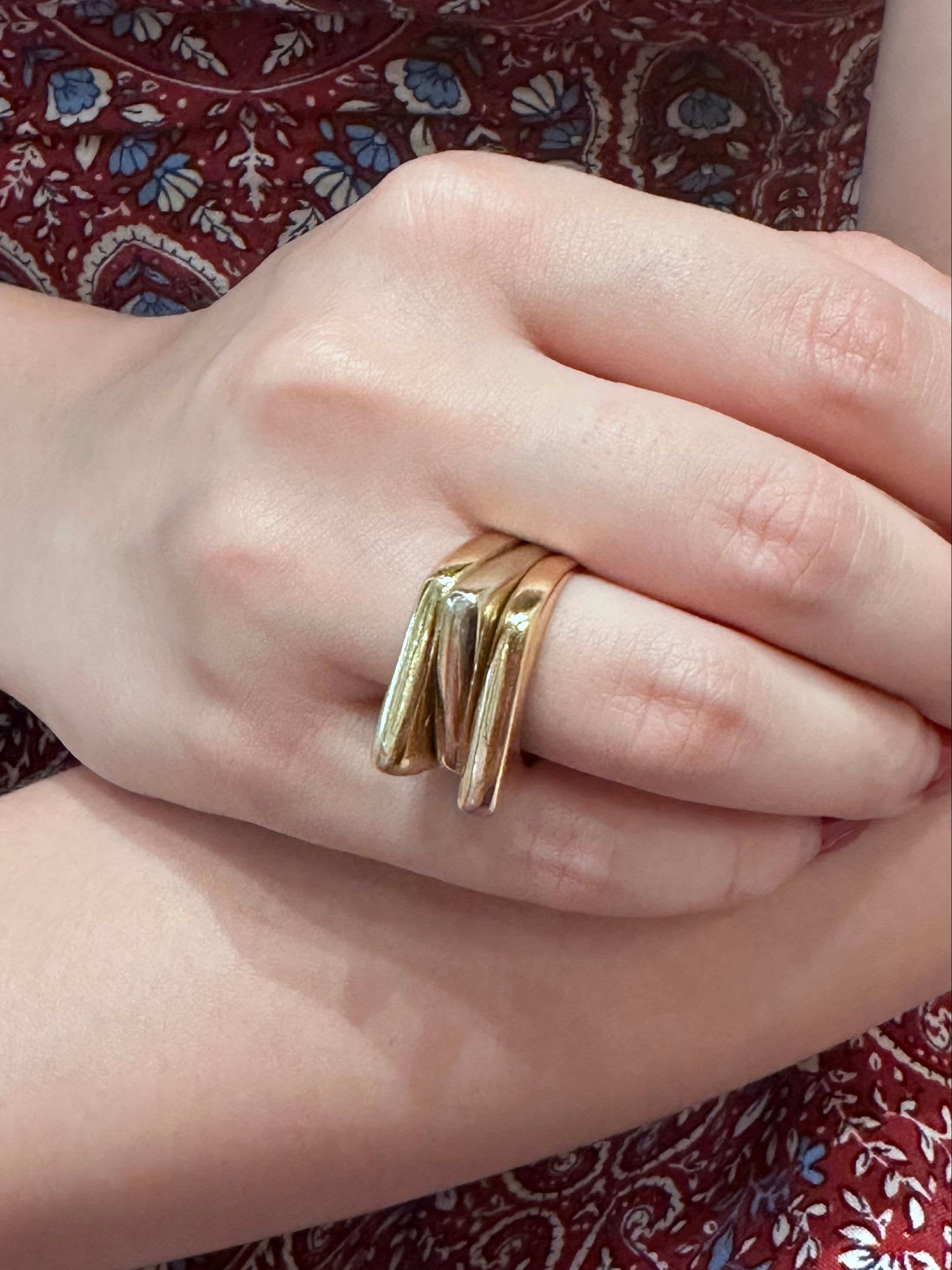Three-Tone Gold Cocktail Ring