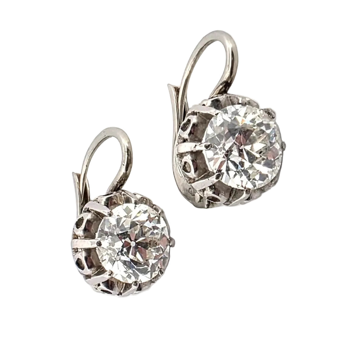 White Gold and Diamond Lever-back Earrings