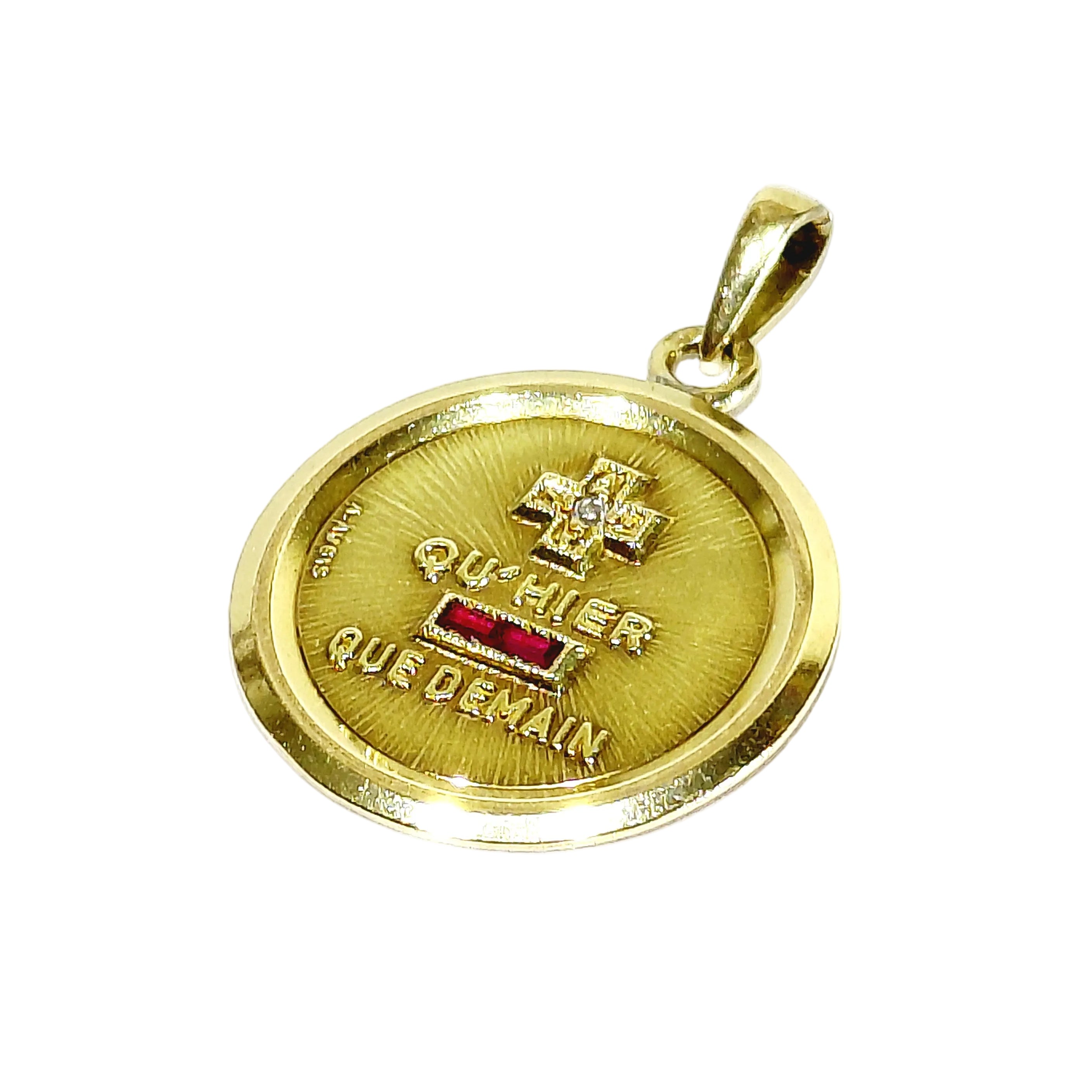 AUGIS Medal in yellow gold, rubies, and diamonds