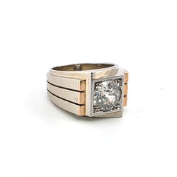 Tank Ring in White gold, Yellow gold, and Diamonds