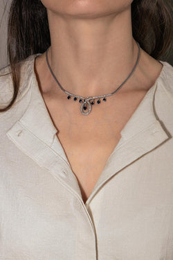 Collier Or blanc Saphir
