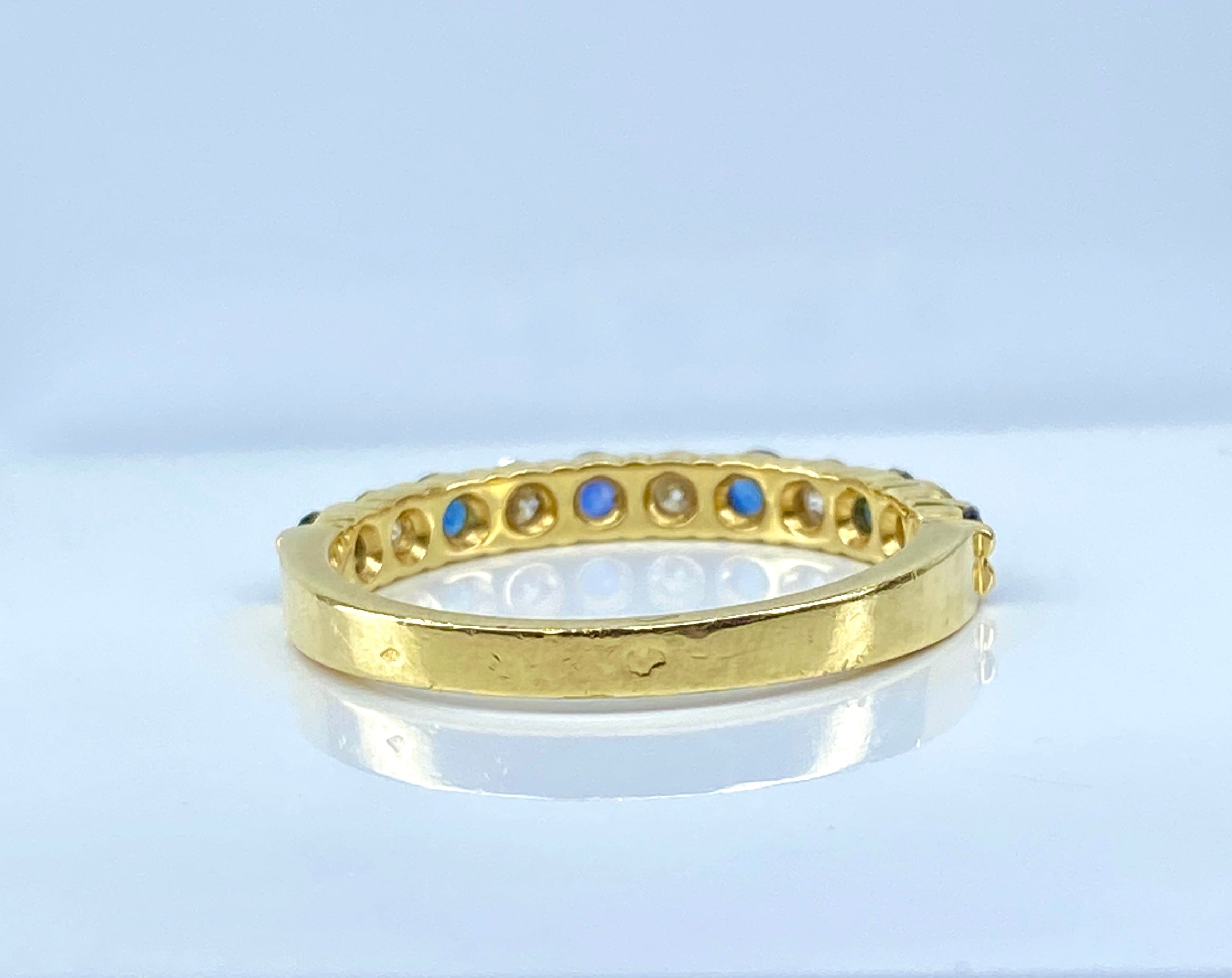 Yellow Gold Wedding Band with Sapphires and Diamonds