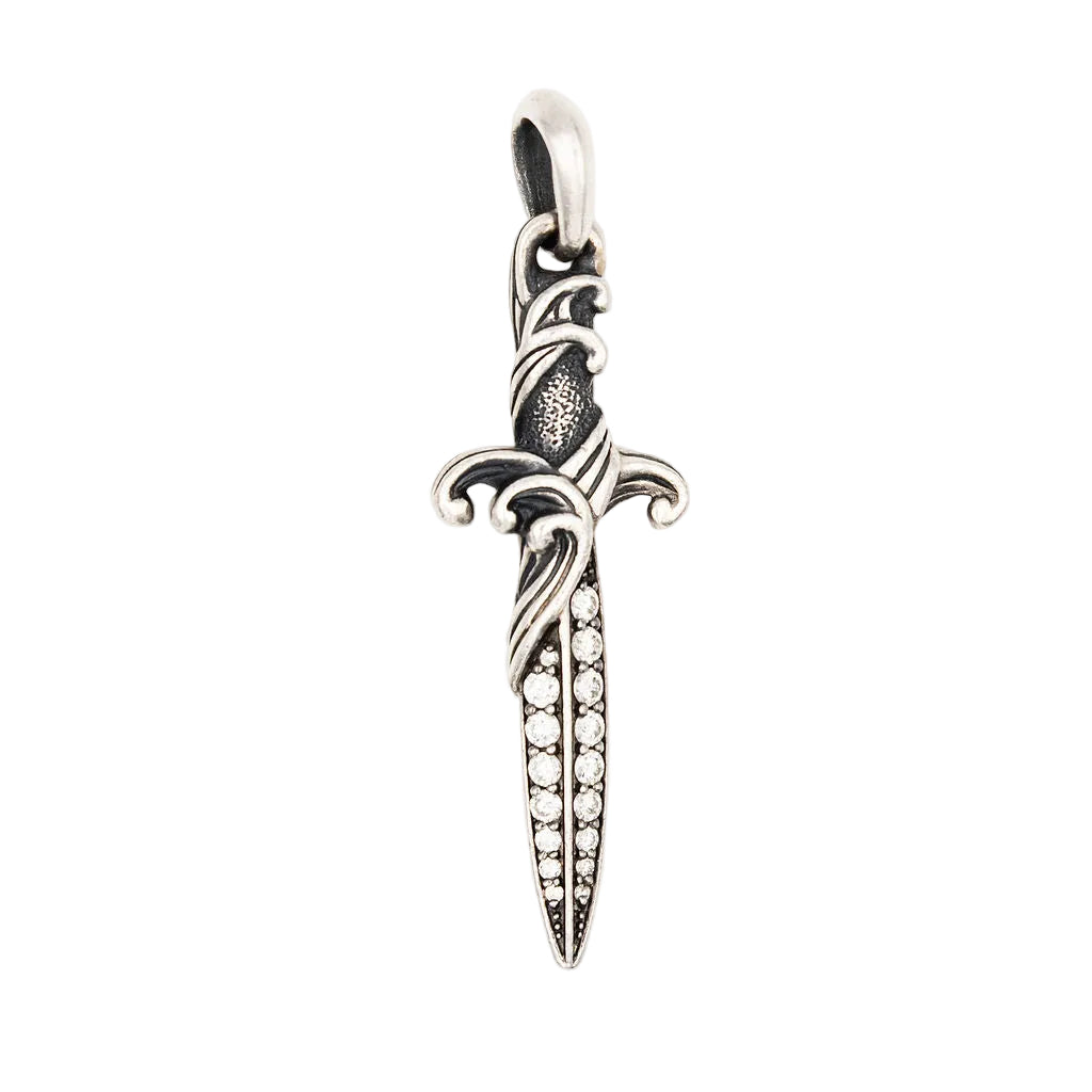 DAVID YURMAN "Waves Dagger" pendant in silver and diamonds