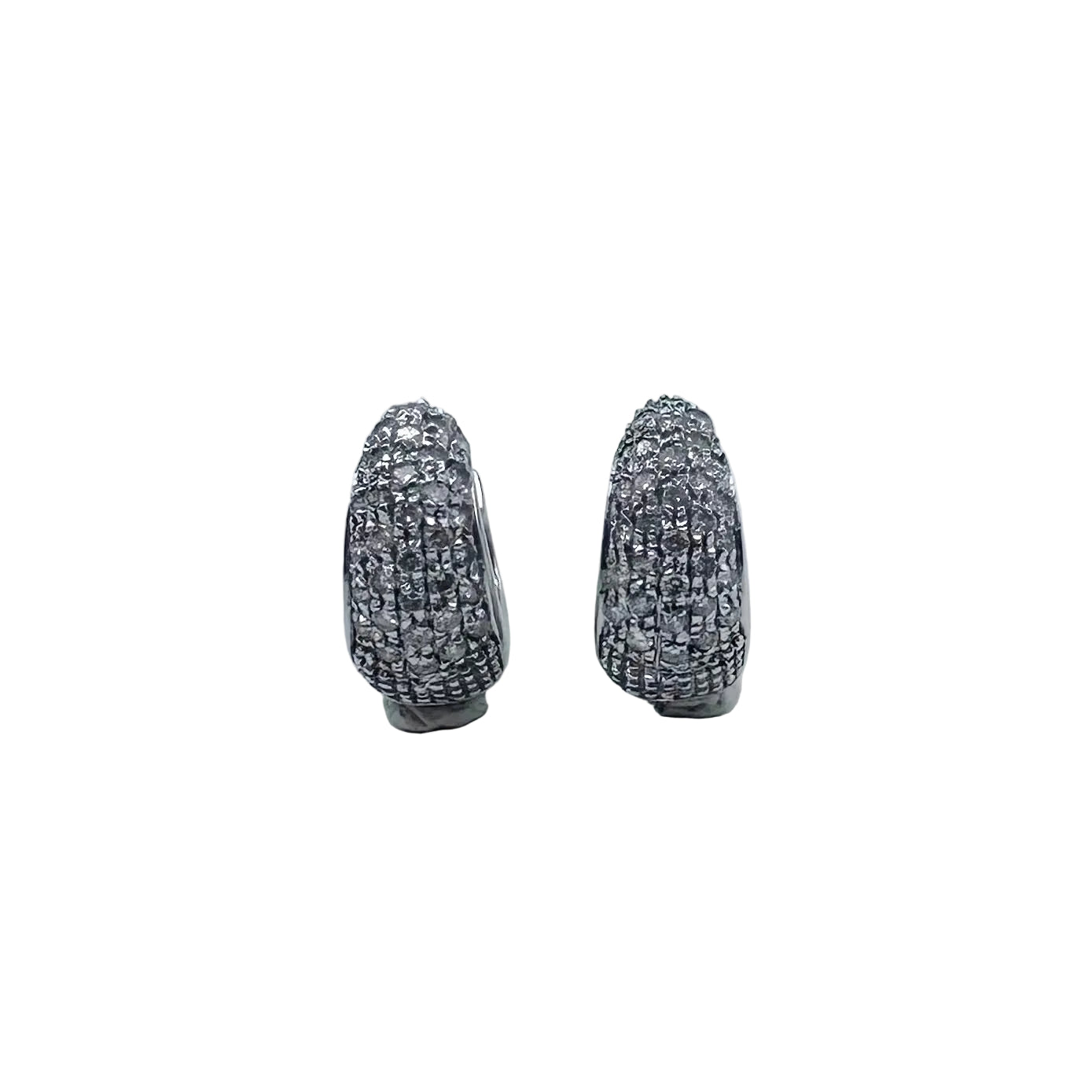 White Gold Heart-Shaped Hoop Earrings with Diamonds