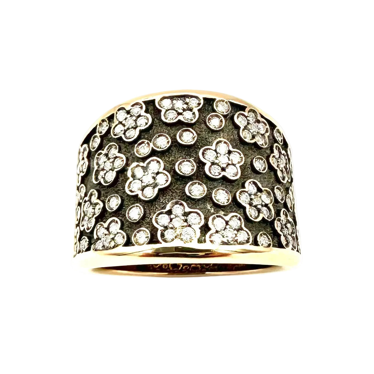 Bague Bandeau PASQUALE BRUNI Ricami en or rose, or noir et diamants