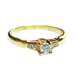 Yellow Gold Solitaire Ring with Diamonds