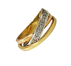 GUY LAROCHE Wedding band in white gold, yellow gold, rose gold, and diamonds