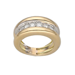 White Gold, Yellow Gold, and Diamond Bangle Ring