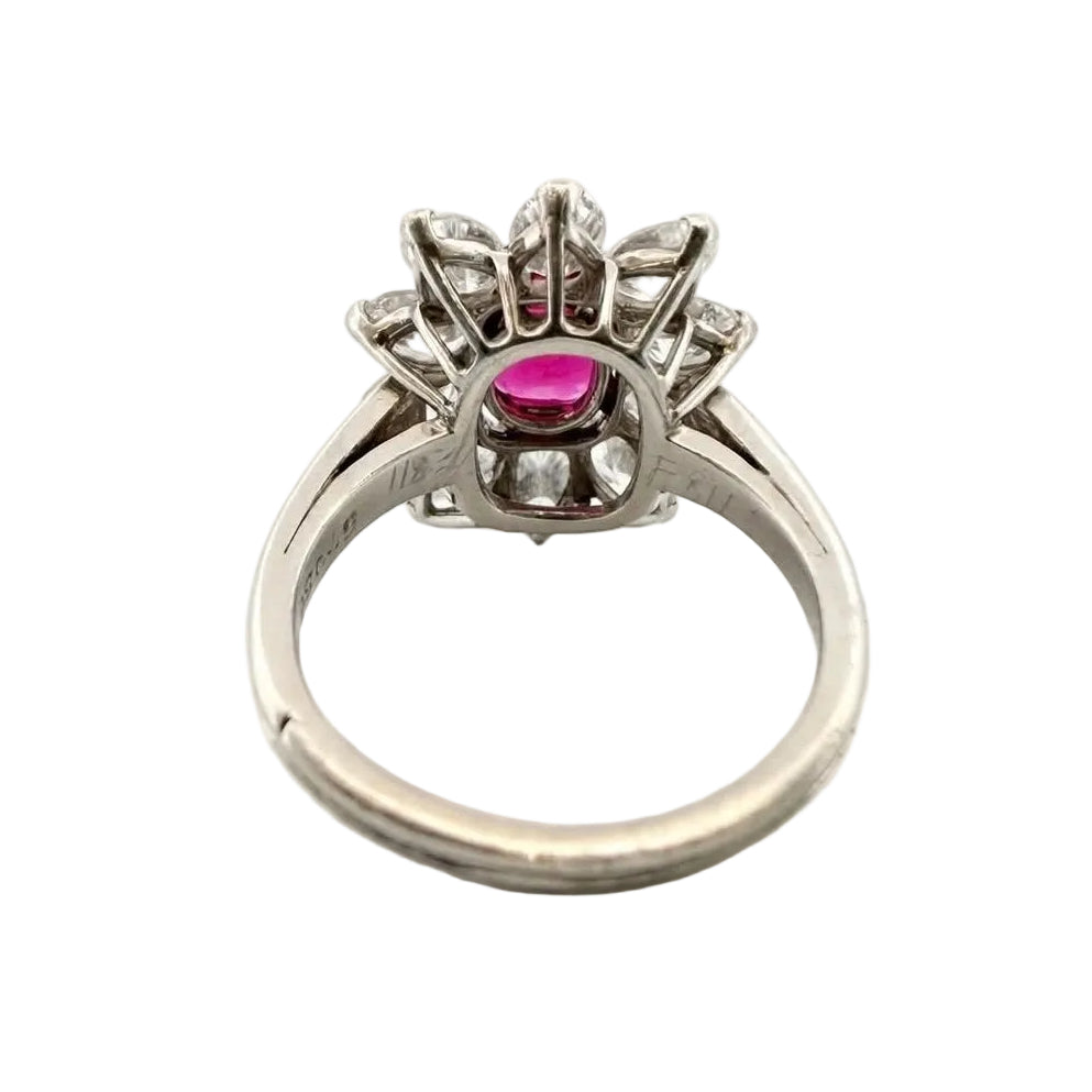 Marguerite Ring in Platinum, Ruby, and Diamonds