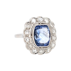 Platinum, Sapphire and Diamond Pompadour Ring