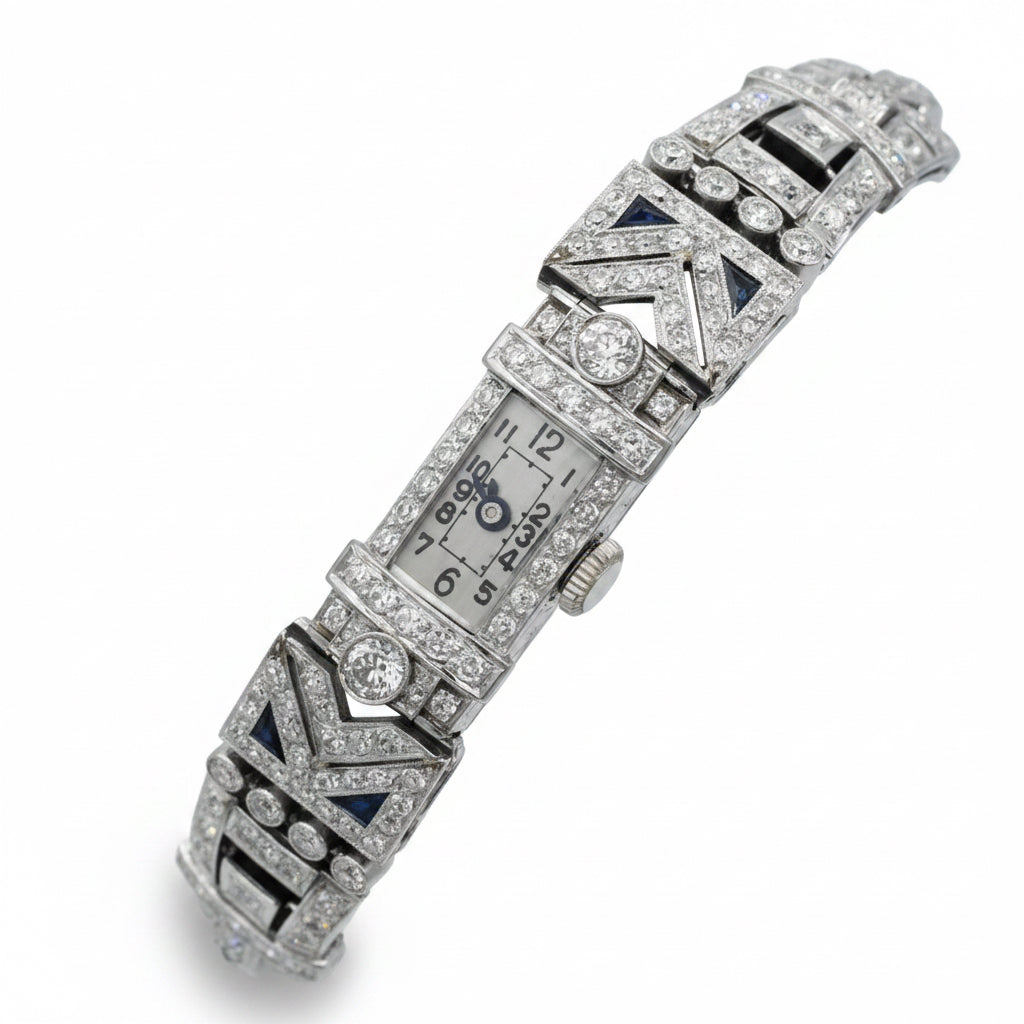 Art Deco ladies' watch in Platinum and Diamonds