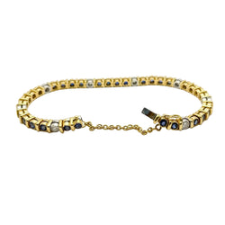 "Ligne" Bracelet in White Gold, Yellow Gold, Sapphires, and Diamonds