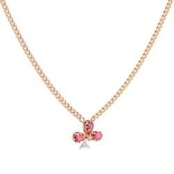 Rose Gold Necklace with Pendant, Pearl, Ruby, and Diamond