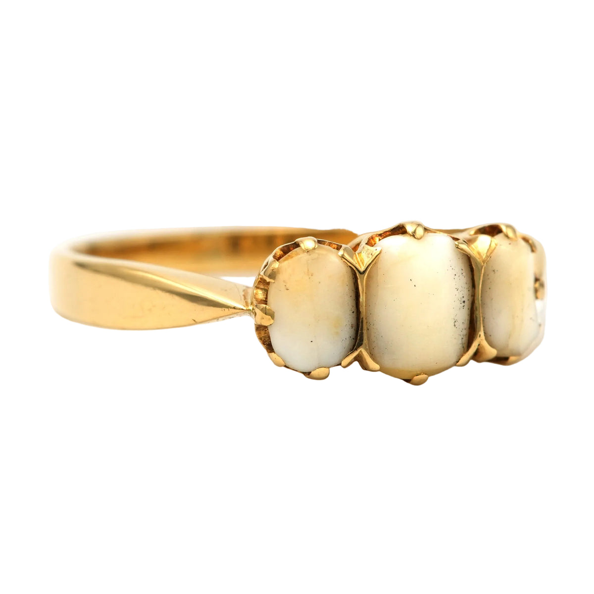 Trilogy Ring in Yellow Gold and Teeth
