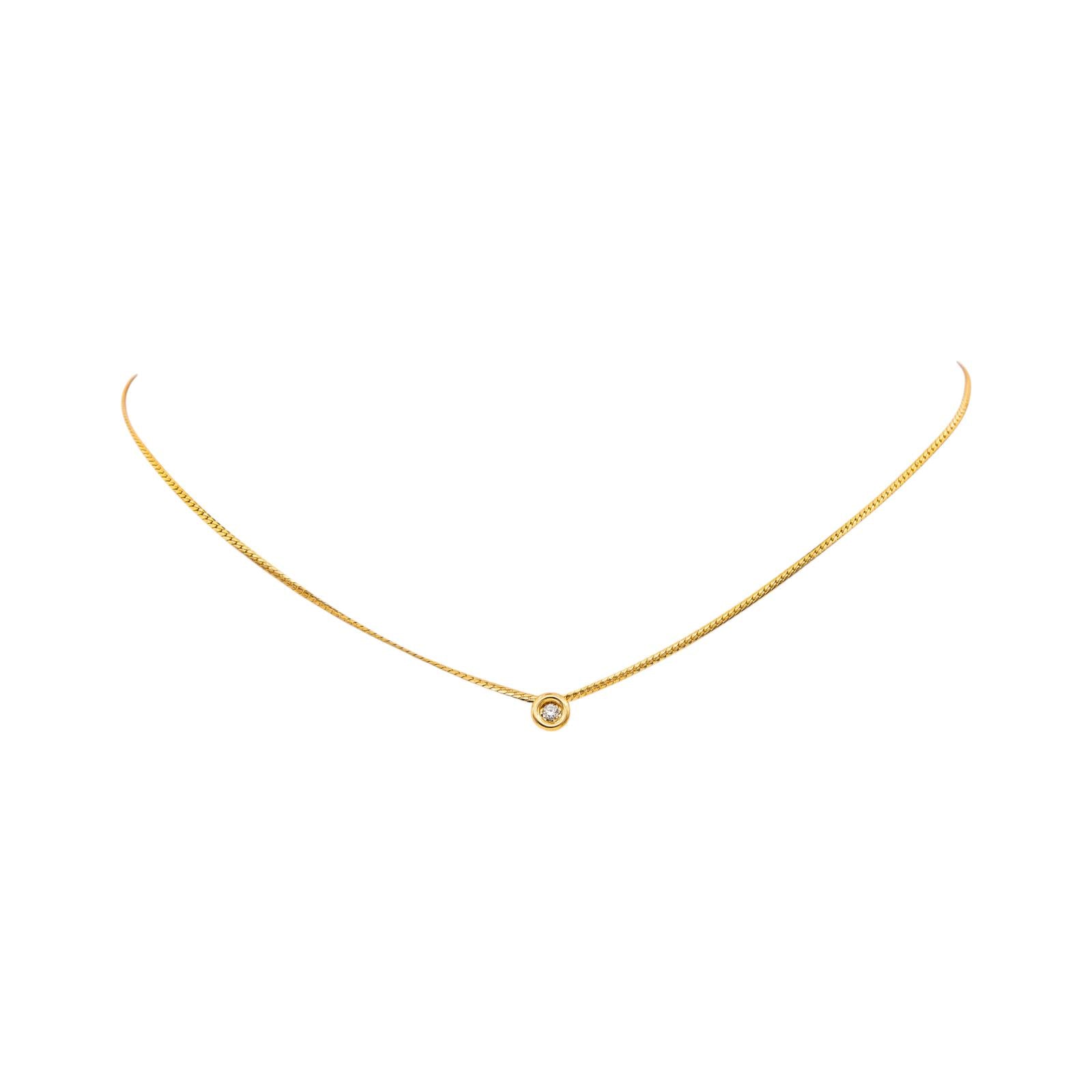 Yellow Gold Solitaire Diamond Necklace
