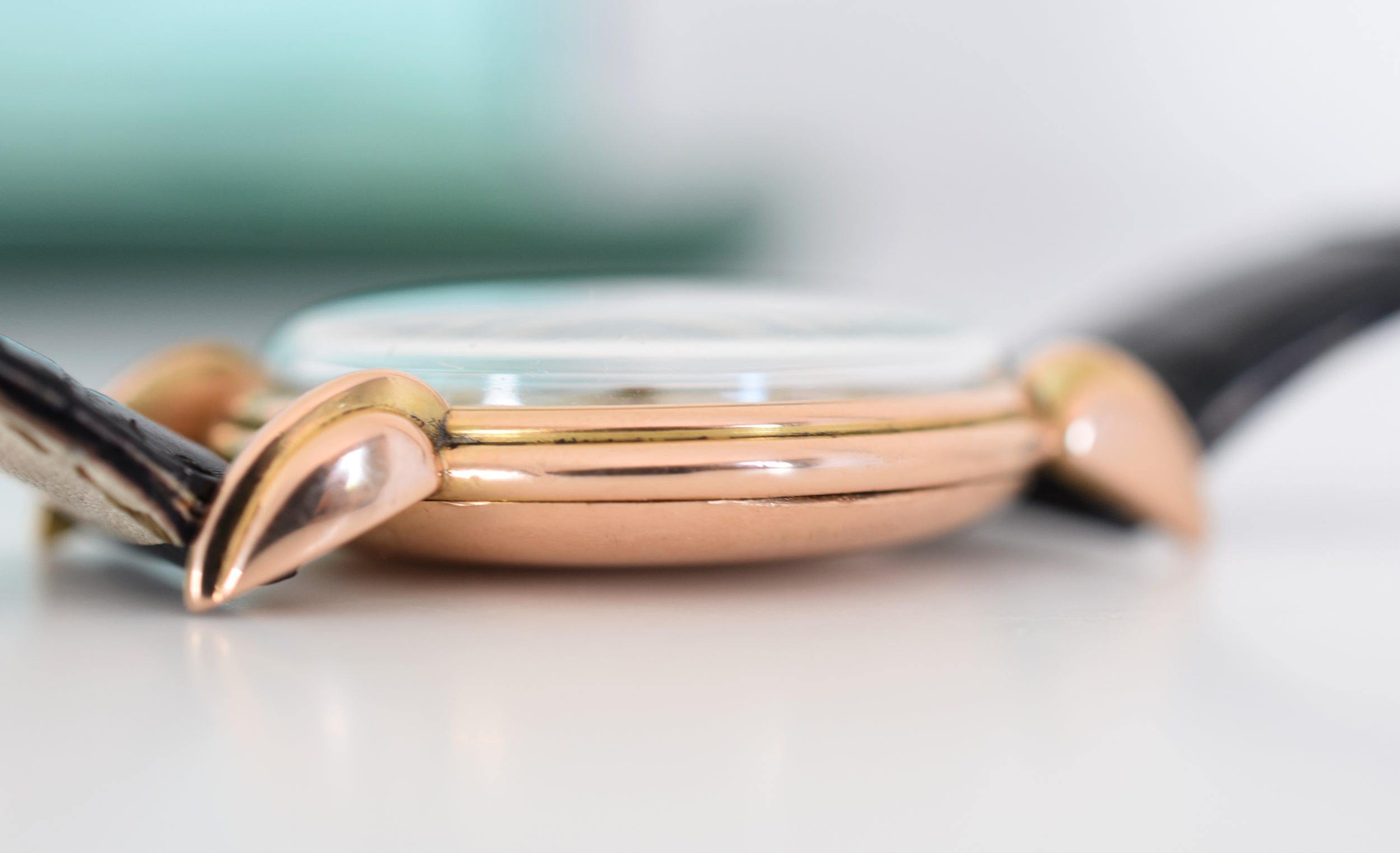 ROLEX "Chronometer" watch in rose gold, steel, and leather