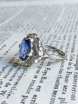 Entourage Ring in white gold, Platinum, Sapphire, and Diamonds