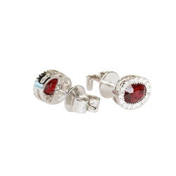 White Gold, Ruby, and Diamond Earrings