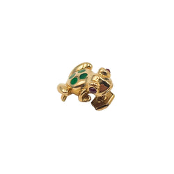 CARTIER "Frog" brooch in yellow gold, Enamel, and rubies