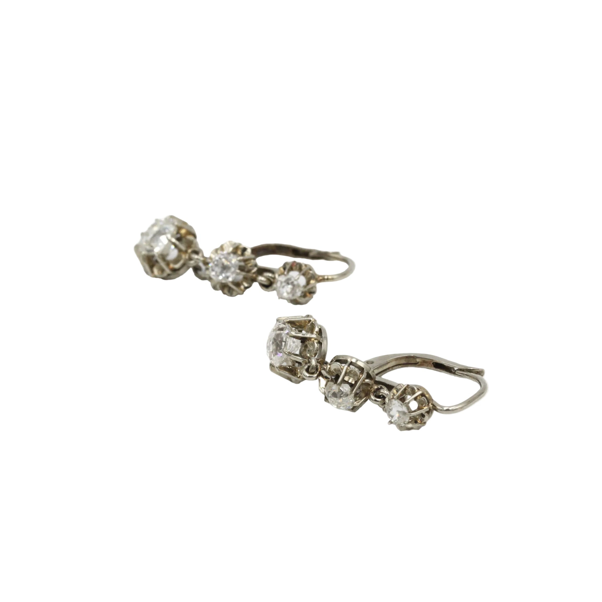 White Gold and Diamond Lever-back Earrings