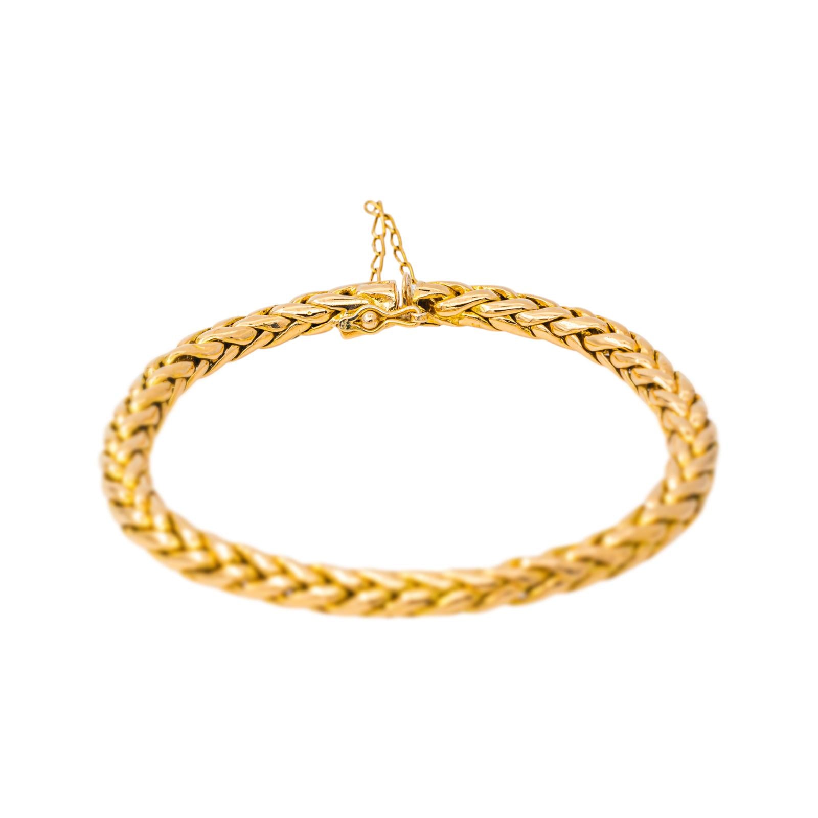 Yellow Gold Palm Leaf Link Bracelet