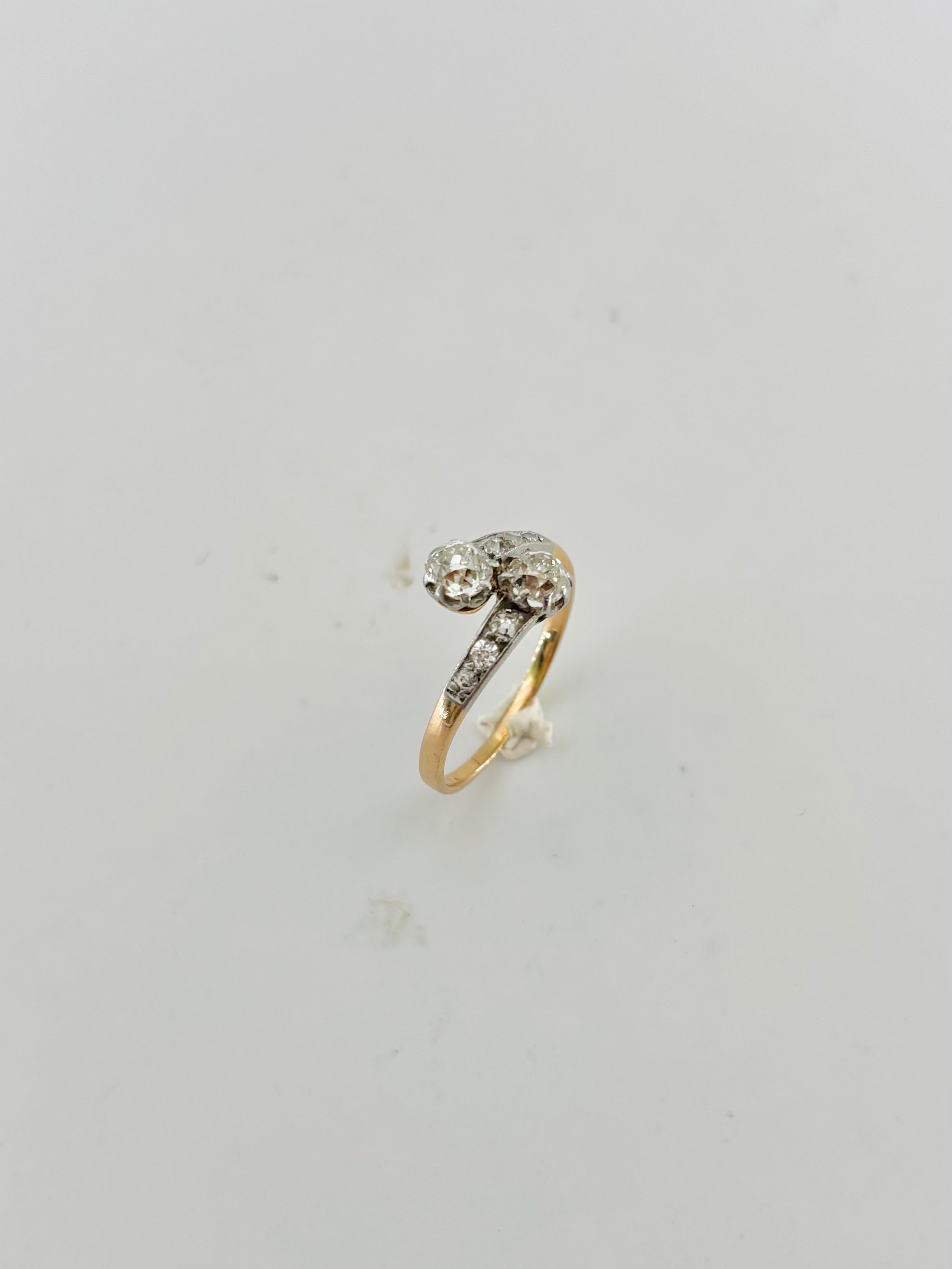 "Toi et Moi" Ring in Platinum, Yellow gold, and Diamonds