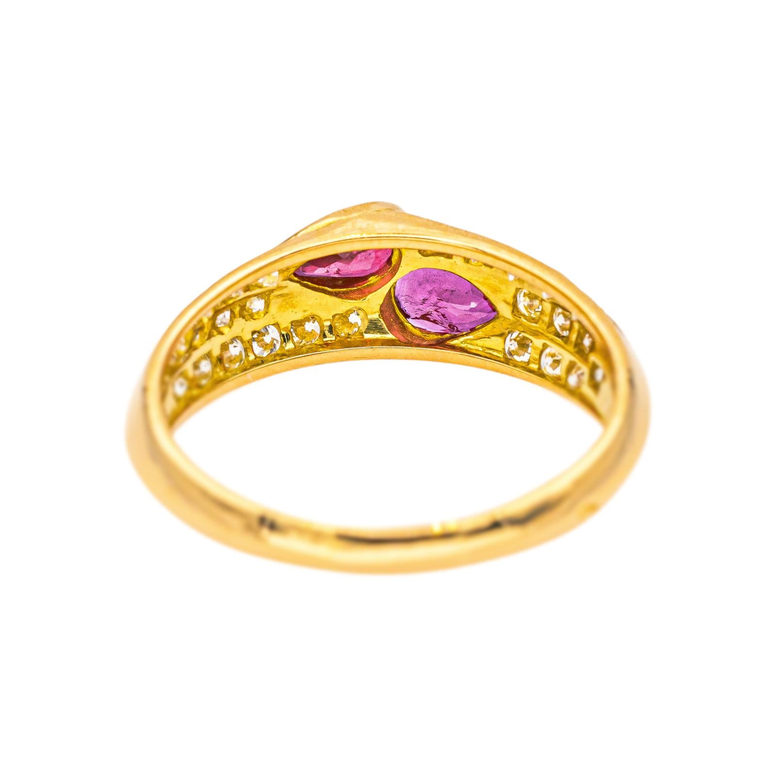 Bague Toi et moi Or Jaune Rubis