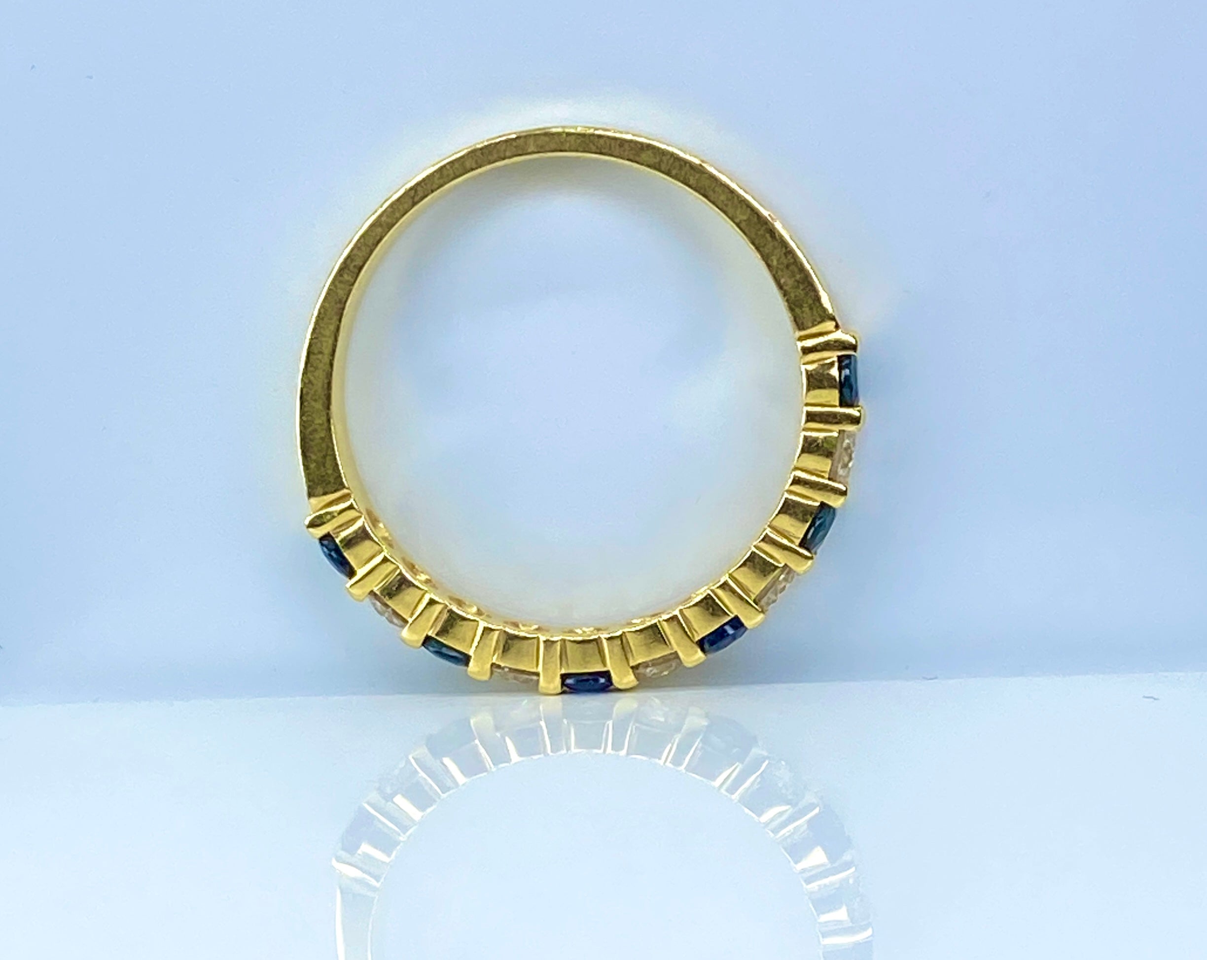 Yellow Gold Wedding Band with Sapphires and Diamonds