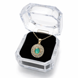 Collier Pendentif en or jaune, émeraude et diamants