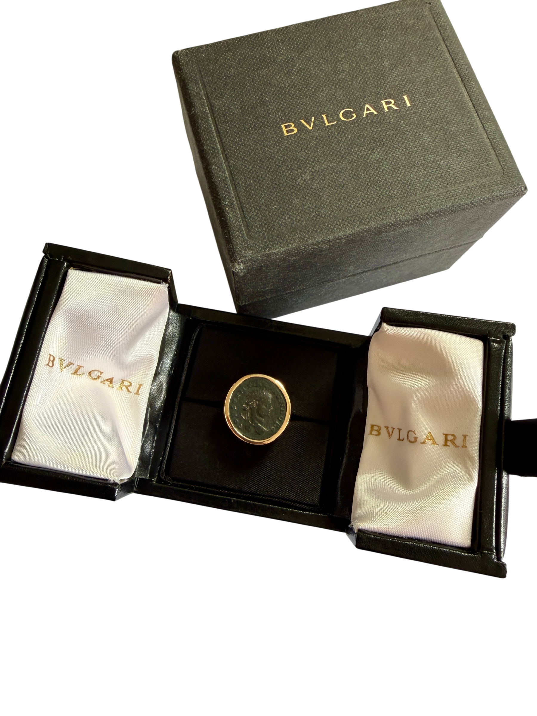 BULGARI "Monete" Signet ring in Rose gold and Bronze