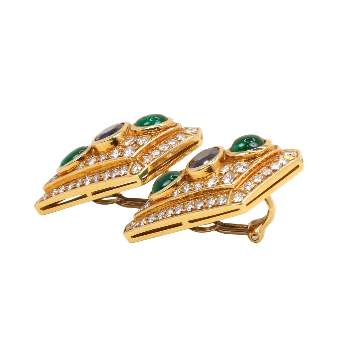 REPOSSI set in yellow gold, with pearls, sapphires, emeralds, and diamonds