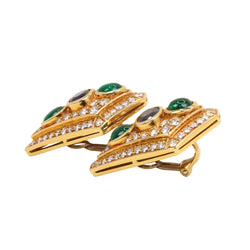 REPOSSI set in yellow gold, with pearls, sapphires, emeralds, and diamonds