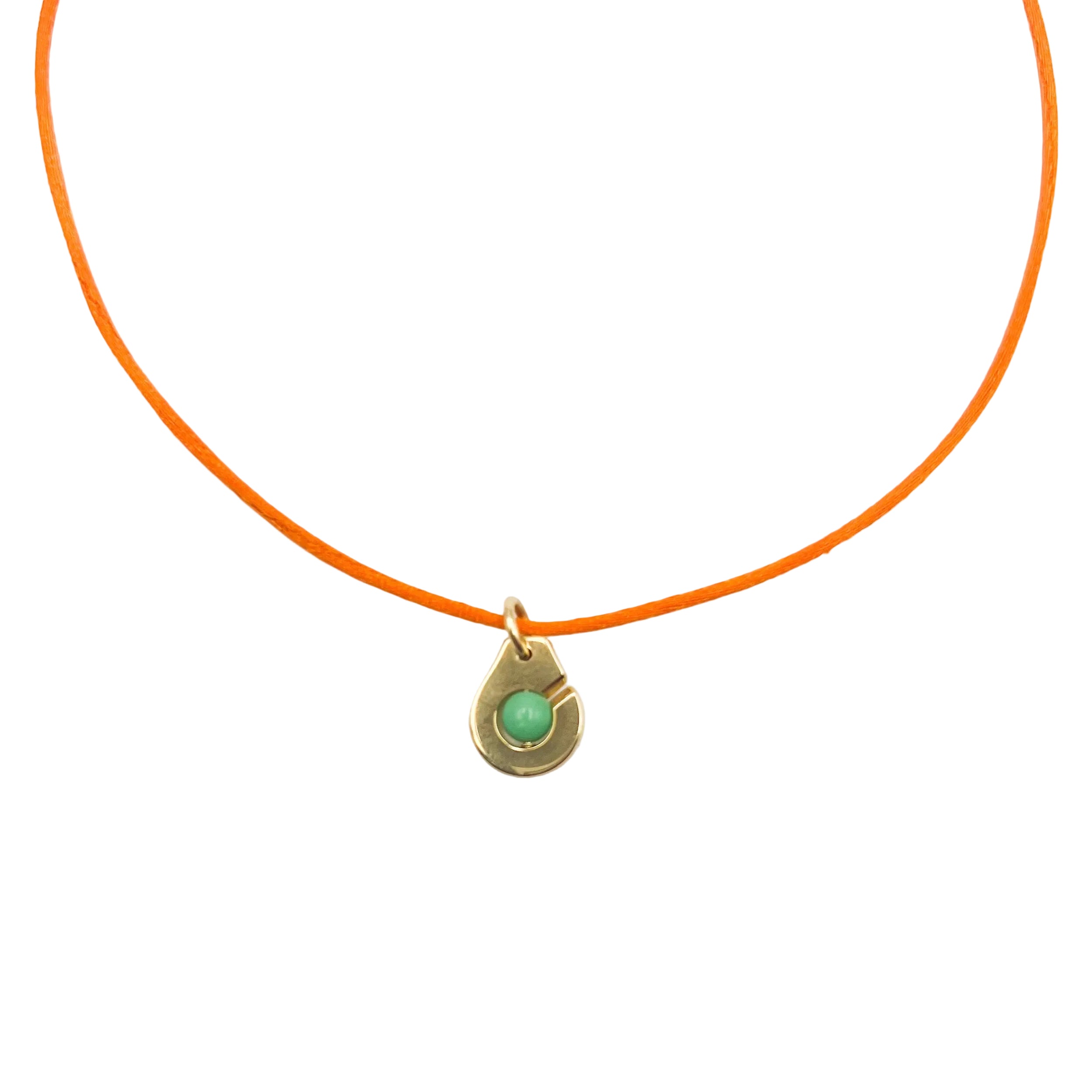 DINH VAN "R10 Handcuffs" Pendant Necklace in yellow gold and chrysoprase