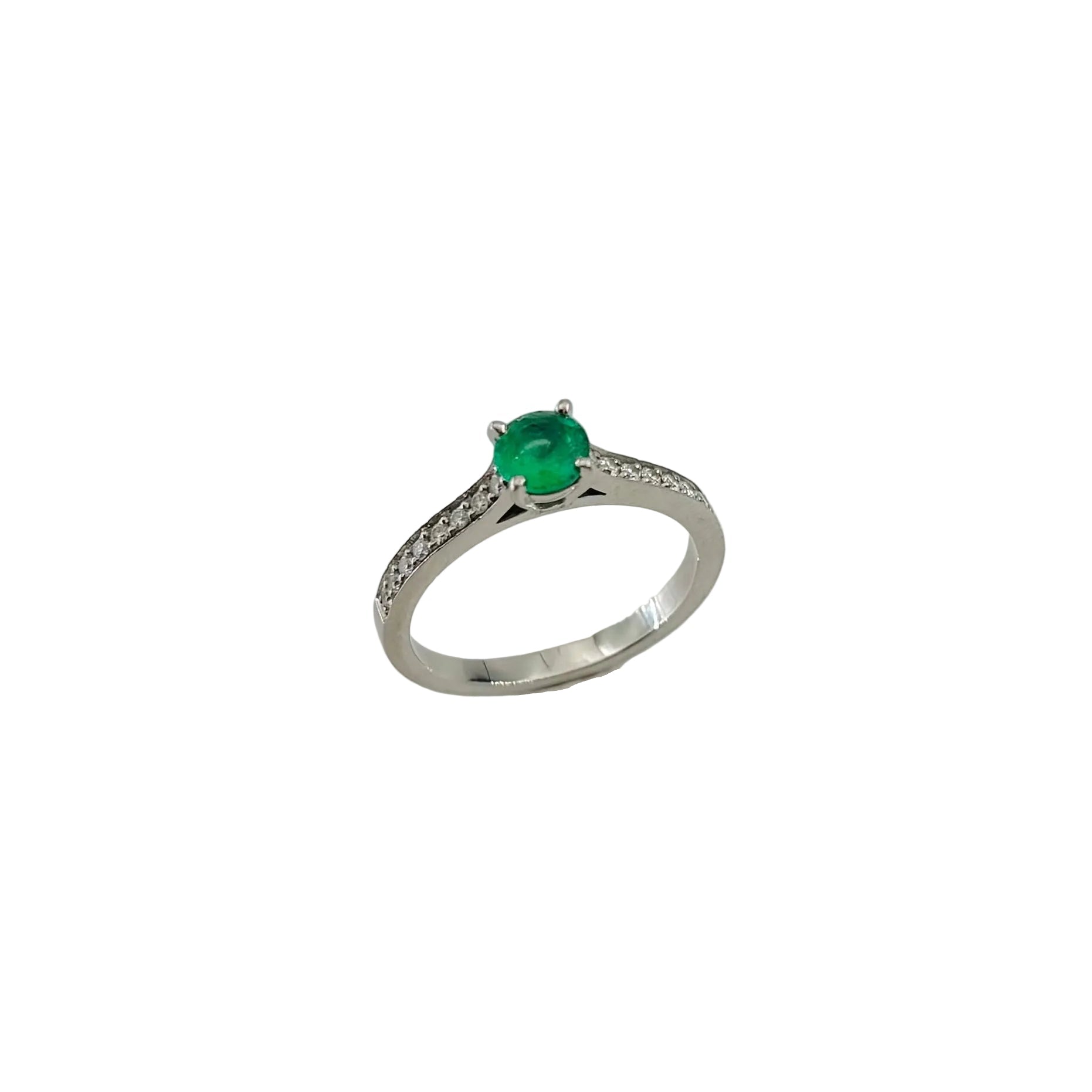 GEMMYO "Little Lady Pave" Solitaire Ring in Platinum, Emerald, and Diamonds