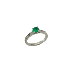 GEMMYO "Little Lady Pave" Solitaire Ring in Platinum, Emerald, and Diamonds
