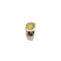 HERMÈS "Clou de selle" Signet ring in Silver and Yellow gold
