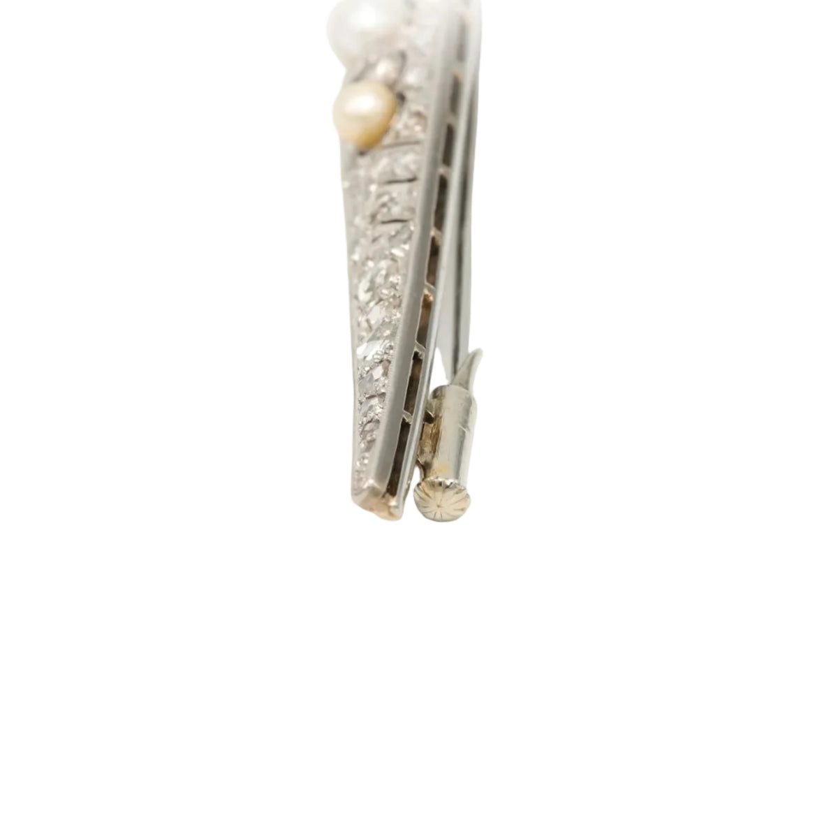 White Gold Brooch with Pearls and Diamonds