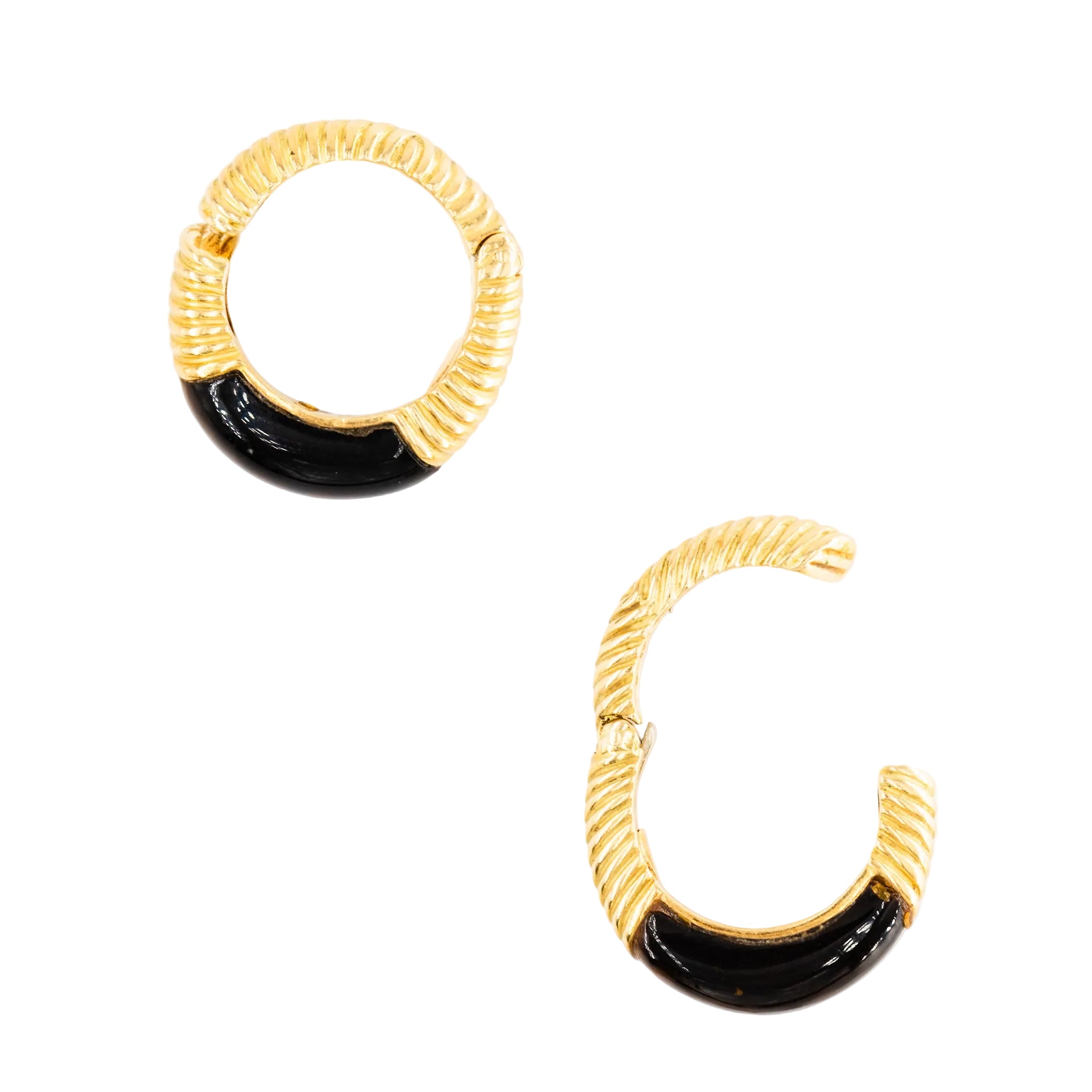 CHAUMET Hoop Earrings in Yellow Gold and Tiger's Eye