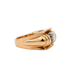 Tank Ring in Rose Gold, Platinum, and Diamond