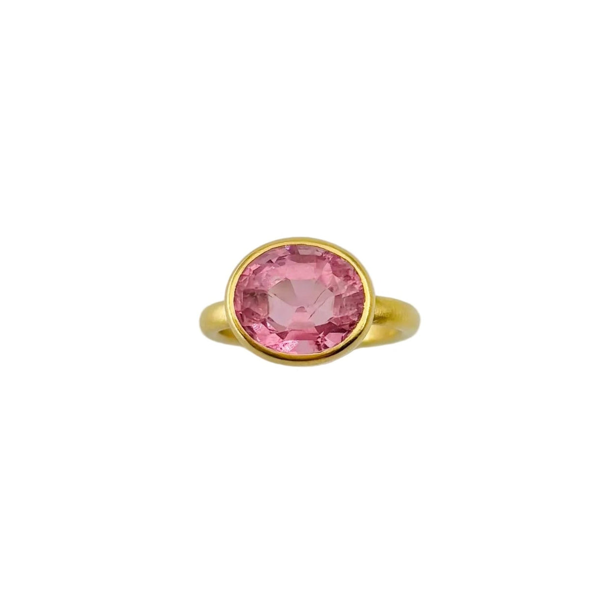 MARIE-HÉLÈNE DE TAILLAC "Princess" Solitaire Ring in 22-carat yellow gold with a pink Tourmaline