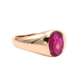 Yellow Gold Signet Ring with Rubies