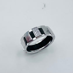 CHAUMET "Class One" Bandeau Ring in white gold, diamonds, and rubber