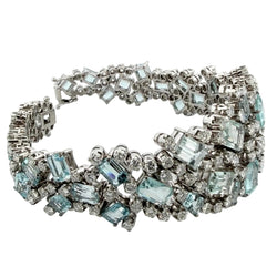 White gold bracelet with aquamarines and diamonds
