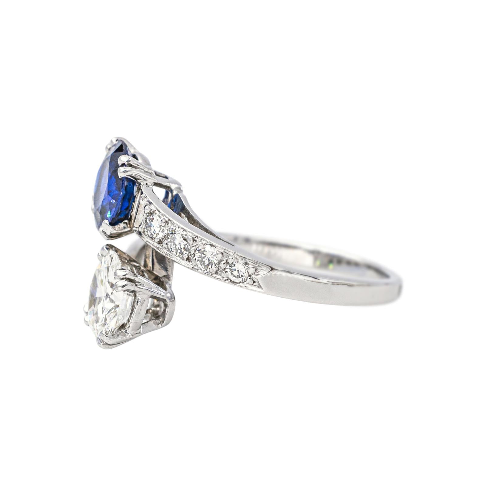 Bague Toi & Moi Platine Saphir