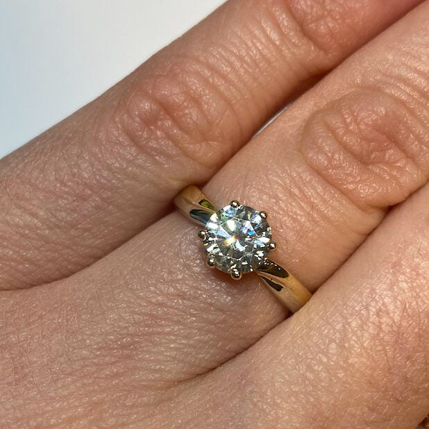 Solitaire Ring in White gold, Yellow gold, and Diamond